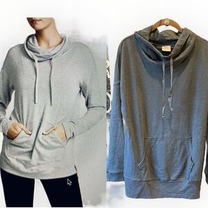 🥑SPLITS59 RESTART Funnel Neck Pullover sweatshirt TOP Large Slate Gray/Blue